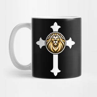 Lion Of Judah on the Cross Christian Logo Mug